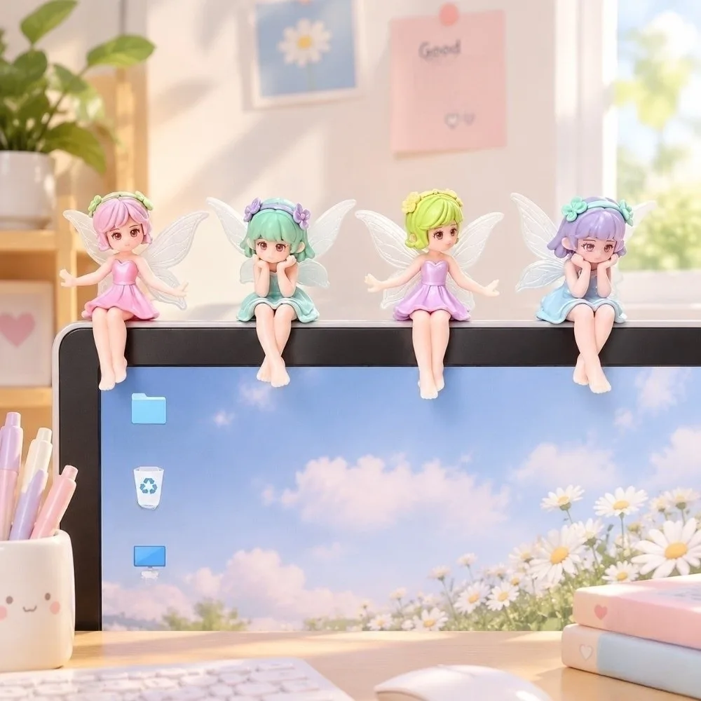 4Pcs Sweet Mini Fairy Figurines DIY Miniature Landscape Flower Fairy Sculpture Set Lovely Desktop Decoration