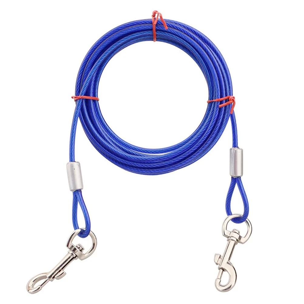 Double Dog Walking and Training Leash Iron Wire Durable Chew Proof Leads Heavy Duty Dog Tie Out Cable for Large Dogs Outdoor