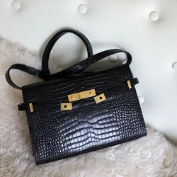 New Fashion Women Genuine Leather Shoulder Bags 2024 High Quality Crocodile Handbags Ladies Messenger Bag Day Clutches Black