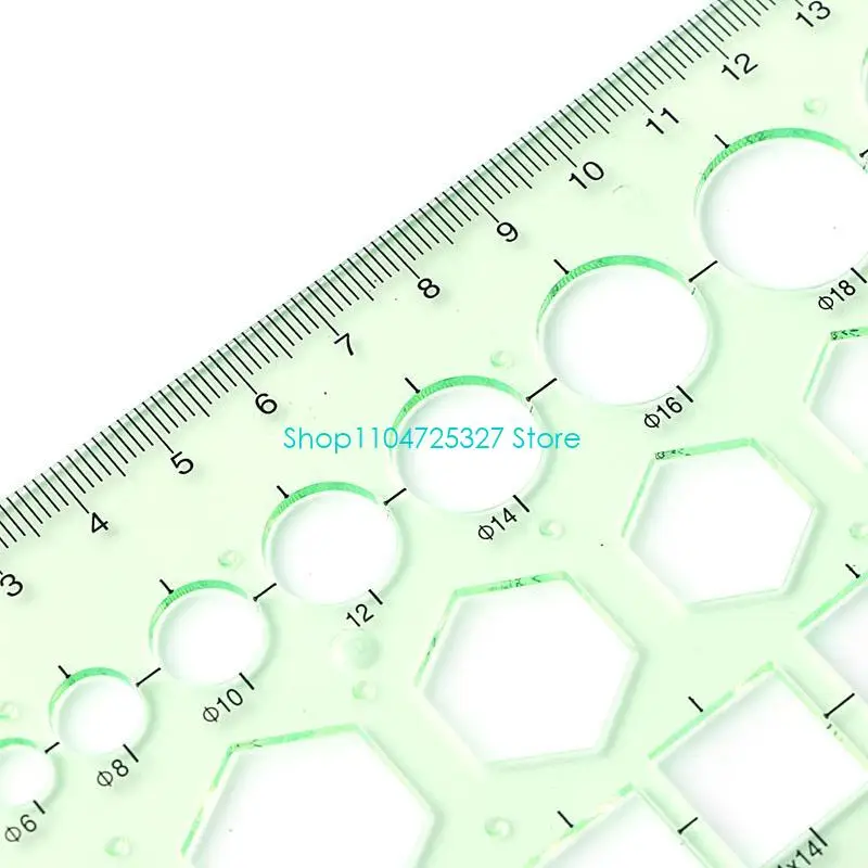 D8KF Plastic Circle Square Hexagon Geometric Template Ruler Stencil Measure Tool NEW