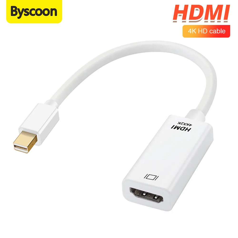 Byscoon Mini Displayport To HDMI-compatible Cable 4K Adapter 1080P Mini DP to HDMI-compatible Female For Apple MacBook Air Pro