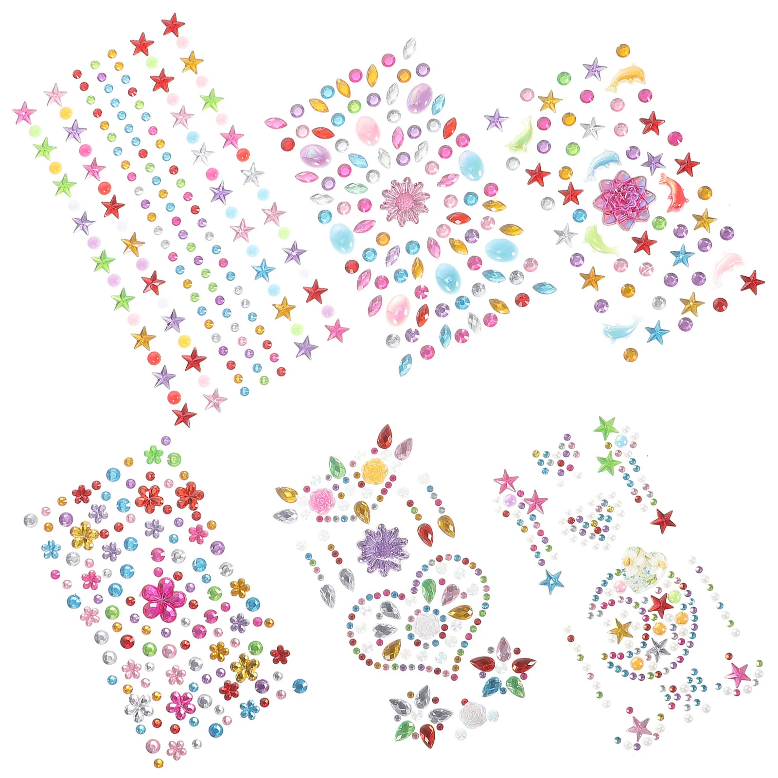 

6 Sheets Body Face Gems Jewels Rhinestones Children Sticker Diamonds Temporary Tattoos for Halloween Rave Festival Party