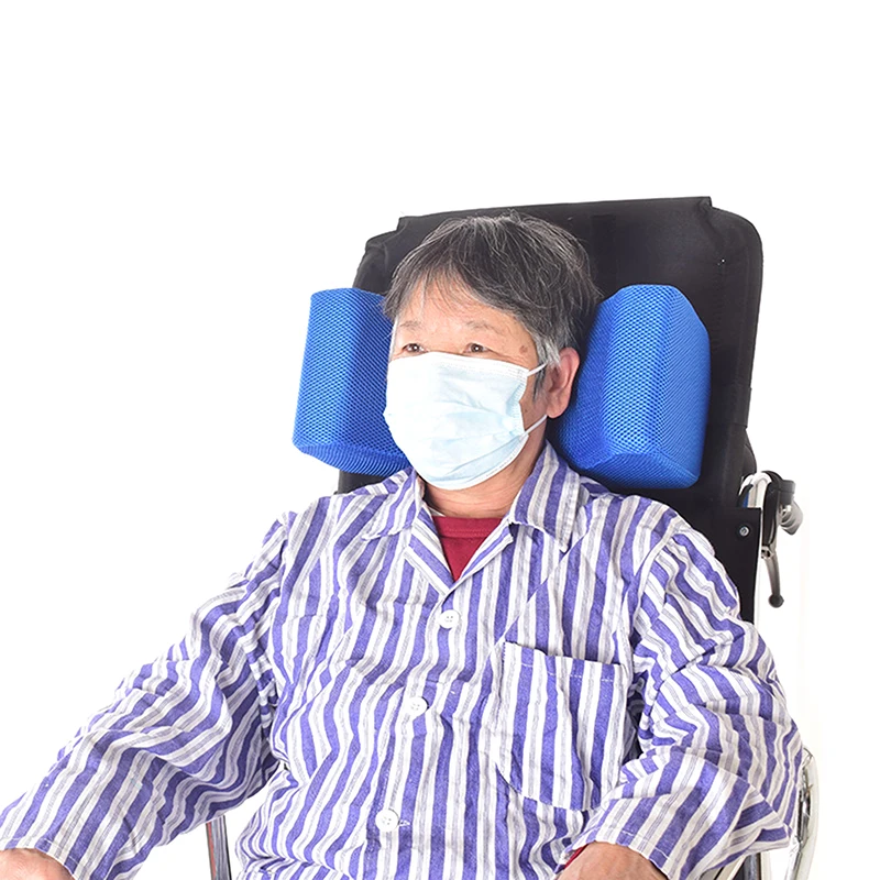Blue Blocked Wheelchair Headrest Anti Side Pillow Position Pad Wheelchair Accessories Adjustable Wheelchair Back Cushion Support