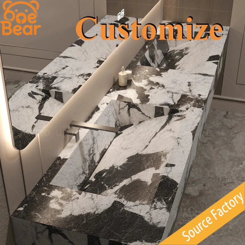 Any Size Custom Embedded Marble Sink Flush Mount Waterproof Anti Stain Wear Resistant Simple Compact Vanity Basin