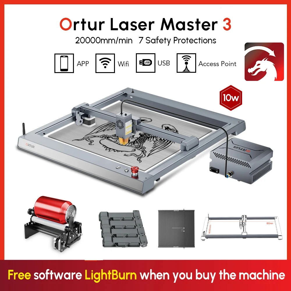 Ortur Incisore Laser Pompa Ad Aria Piattaforma Per Incidere CNC Macchina A Nido D\'ape Laserbed Asse Y Rullo Rotante Utensile Da Taglio Desktop In