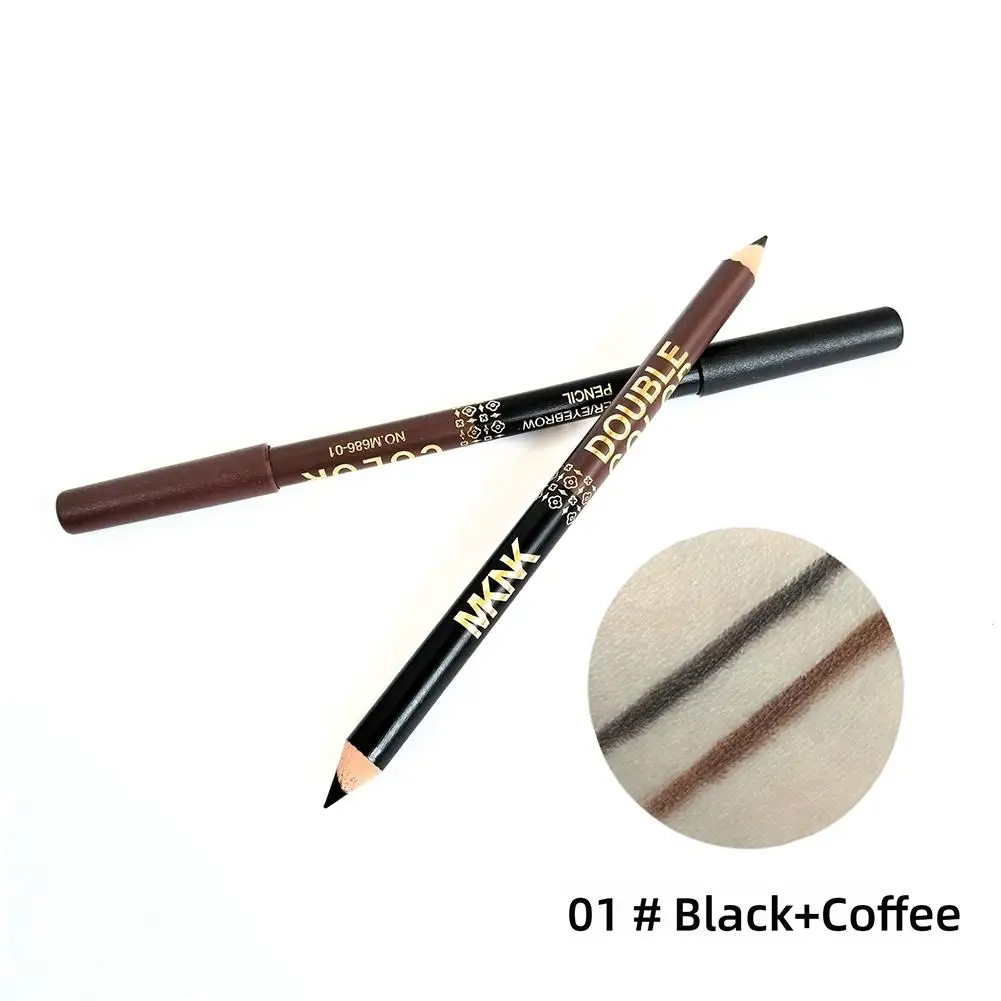 Eyeliner noir en bois à double usage, crayon à haute brillance pour sourcils, Non durable, éclaircissant, 3 bouches à soie blanches, bâton de maquillage, ombre 1 I L6Z3