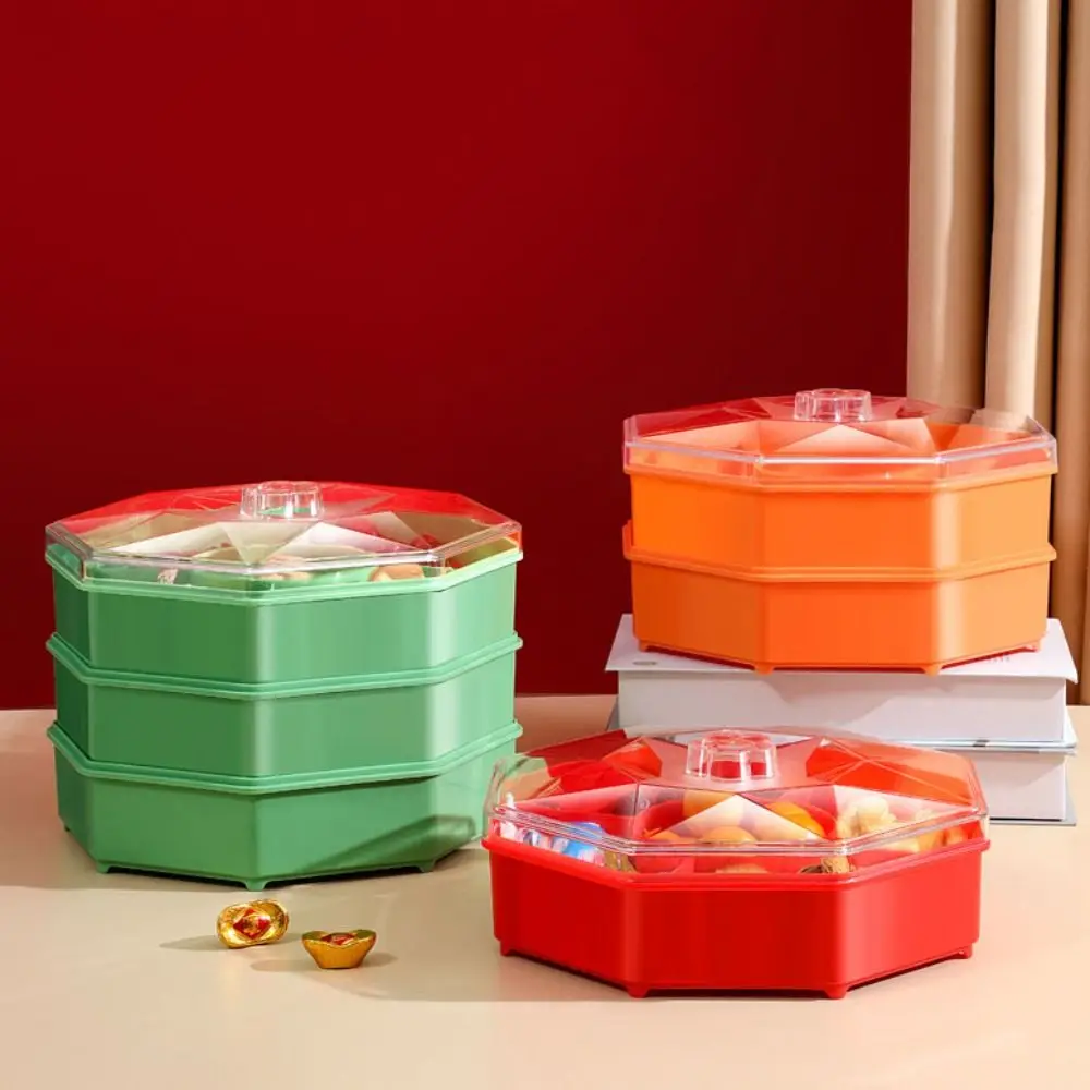 

Practical Multi-layer Octagon Snack Box Divided Stackable Nut Tray Dustproof Thickened Dried Fruit Plate Office