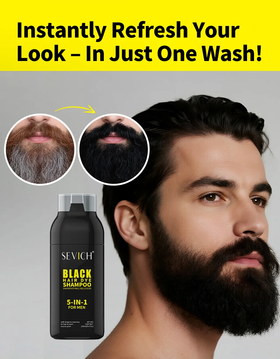 Hair Dye Coloring Shampoo 5 In 1 Men Beard Dye Shampoo Natural Cover Gray Hair Color Shampoo Instant Dye Hair Dyeing Shampoo