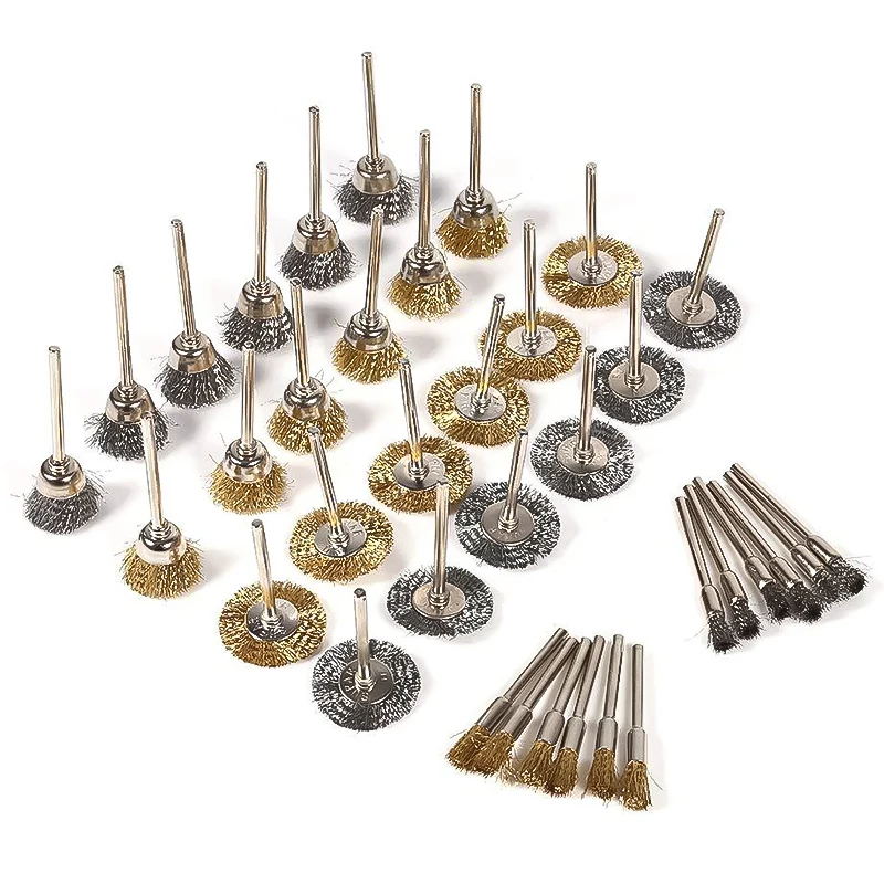 

Brass Brush Steel Wire Wheels Brushes Drill Rotary Tools Polishing Dremel Power Rotary Accessories Metal Rust Removal Brush Sets