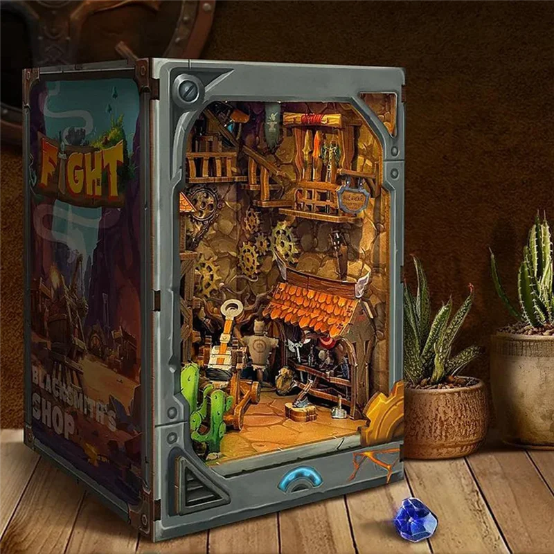MACH-houten geassembleerde boekenstandaard Ontdek fantasy onbekende wereld Desktop decoratie cadeau