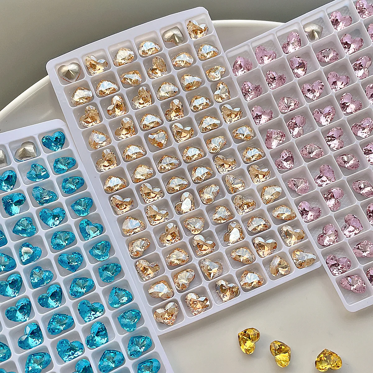 10PCS Pointed-back 3D Crystal Heart Nail Art Rhinestone Charms Accessories Parts For Nails Decoration Manicure Supplies Material