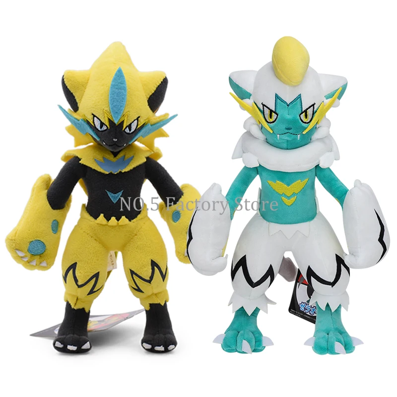 Pokemon Yellow White Zeraora Shiny Cartoon Plush Toy Anime Stuffed Animals Peluche Doll Kids Toy for Children Christmas Gift