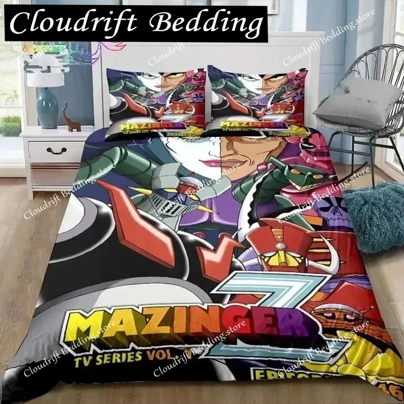 Mazinger Z UFO Robot Grendizer Bedding Set Single Twin Full Queen King Size Bed Set Adult Boys Bedroom Anime Bedding Gift026