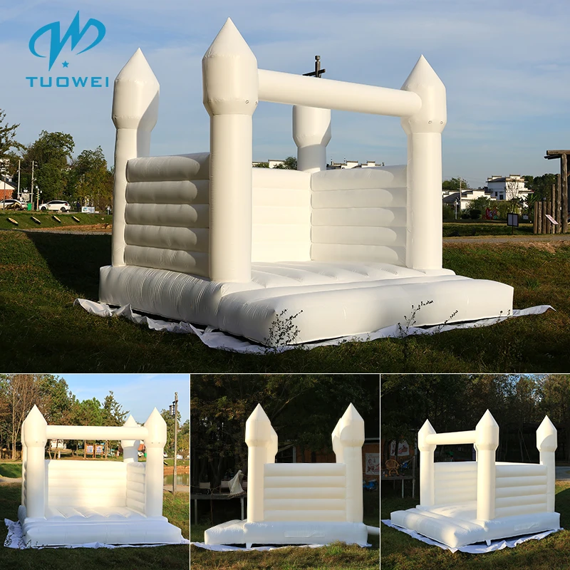 PVC Wit Springkasteel Groot Opblaasbaar Springkasteel Voor Kinderen Buiten Verjaardagsfeestje Decor Bruiloft Carnaval Springkasteel
