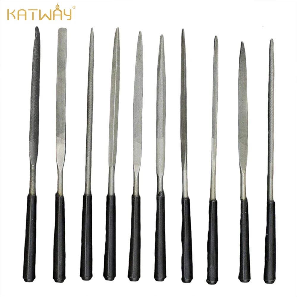 KATWAY 주얼리용 바늘 파일 세트, 다이아몬드 조각, 금속, 유리, 석재 공예 HH-AA48, 3x140mm 수공구, 5 개, 10 개