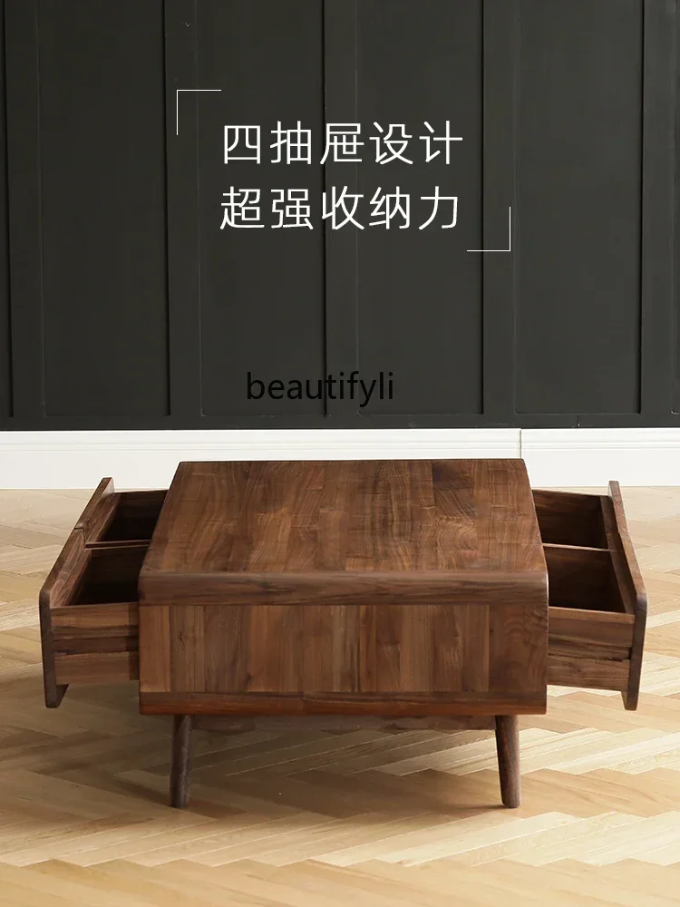 

Asmt51 ss Журнальный столик из черного ореха из массива дерева с низким столиком Простой современный бытовой чайный столик для небольшой квартиры