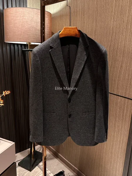Autumn and winter new high-quality thick pinstriped slim-fitting wool suit