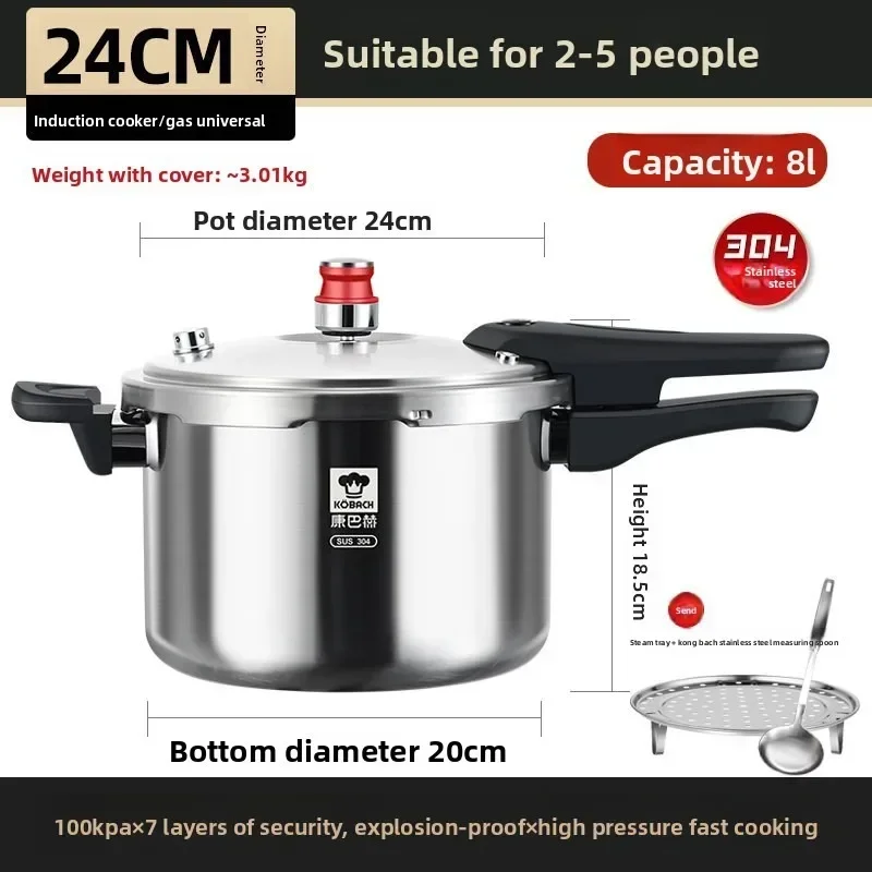 316L Stainless Steel Pressure Cooker Food Grade Induction Compatible Compact Explosion Proof Home Use Large Pressure Cooker