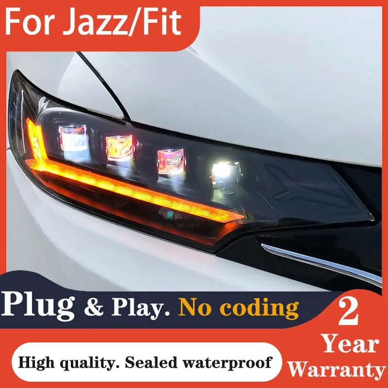 

Head Lamp for Headlights 2014 - 2017 head light For Honda Fit Jazz Headlamp GK5 DRL car accessories