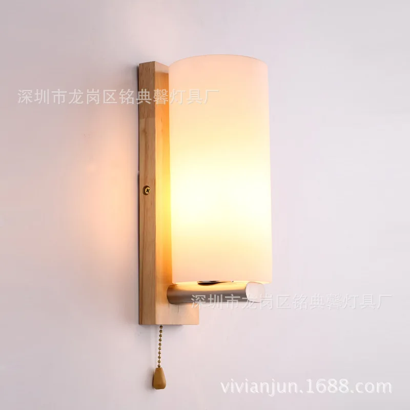 LED Wall Lamp Acrylic Aisle Corridor Light Square Solid Wood Bedroom