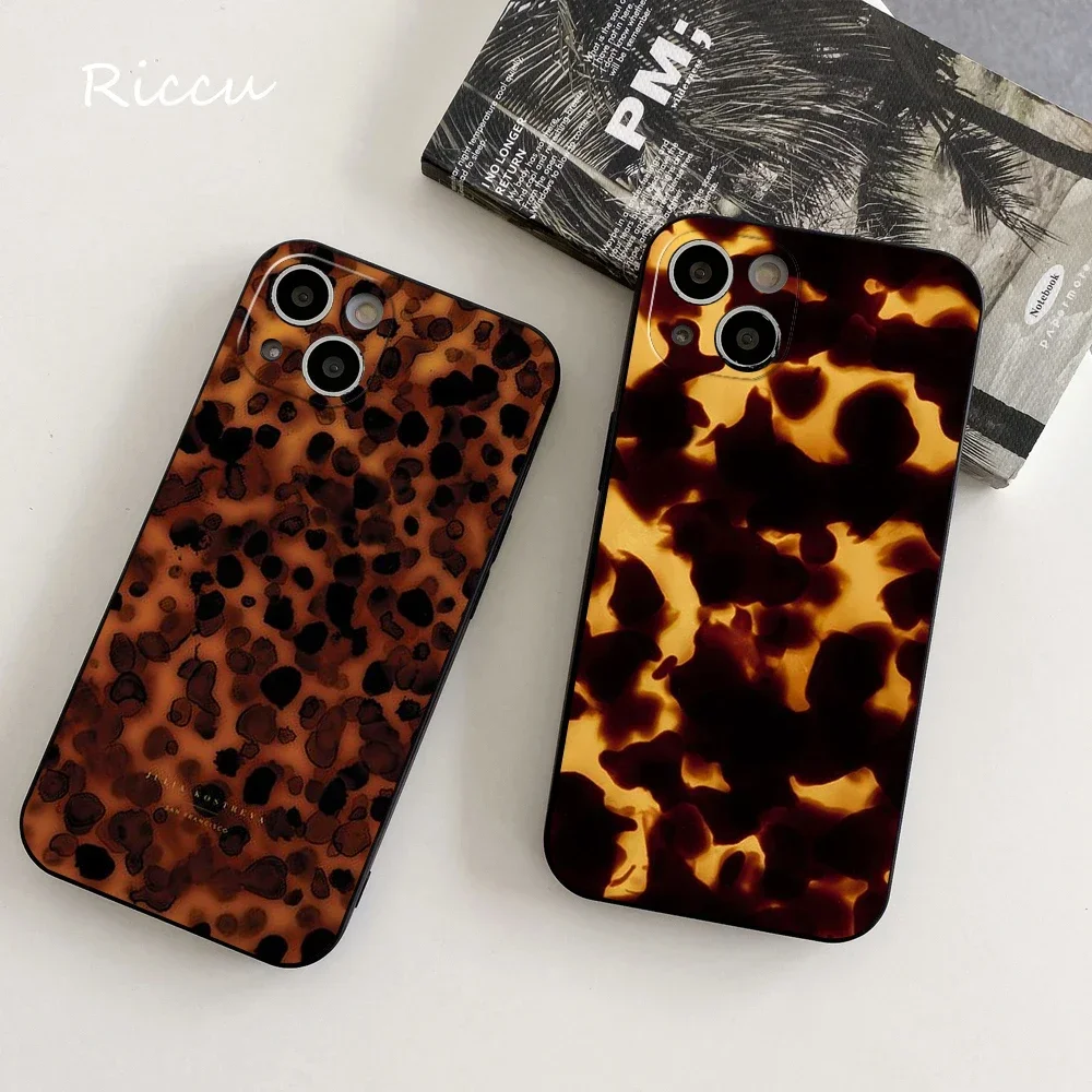 FOR IPhone 14 Tortoise Shell Marble Pattern Soft Case for Iphone 15 14 11 12 Pro 8 7 14 15 Plus X 13 Pro MAX SE2020 XR XS Covers