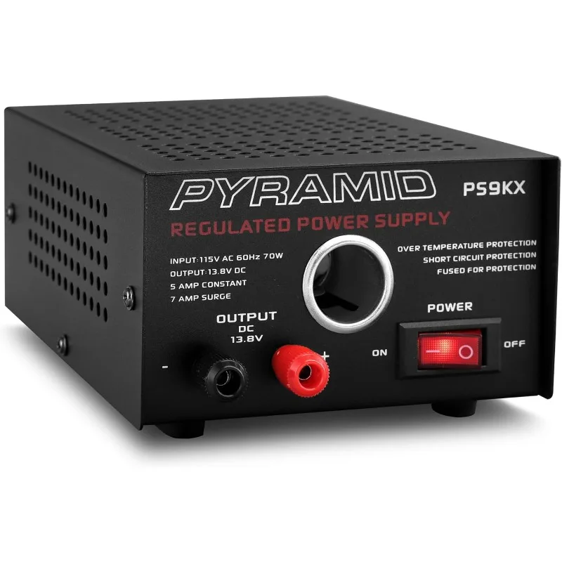 Pyramid PS9KX Universal Compact Bench Power Supply-5 Amp Linear Regulated Home Lab Benchtop Converter w/ 13.8 Volt DC 115V