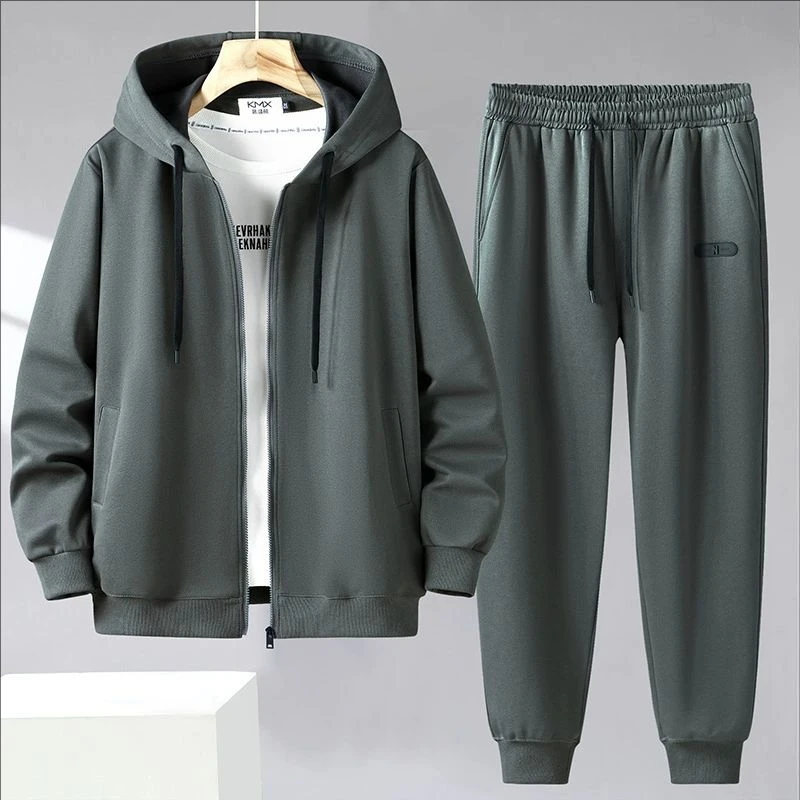Men Spring Autumn hooded plus size loose trendy sweatshirt sweatpants casual sports two-piece set 170kg tracksuits Men's Sets