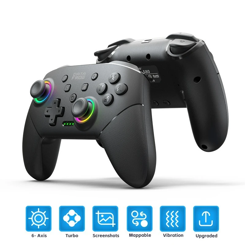 Bluetooth Game Controller With Three Levels Of Vibration Adjustment And Six Axis Gyroscope Suitable For Nintendo Switch Lite Pc