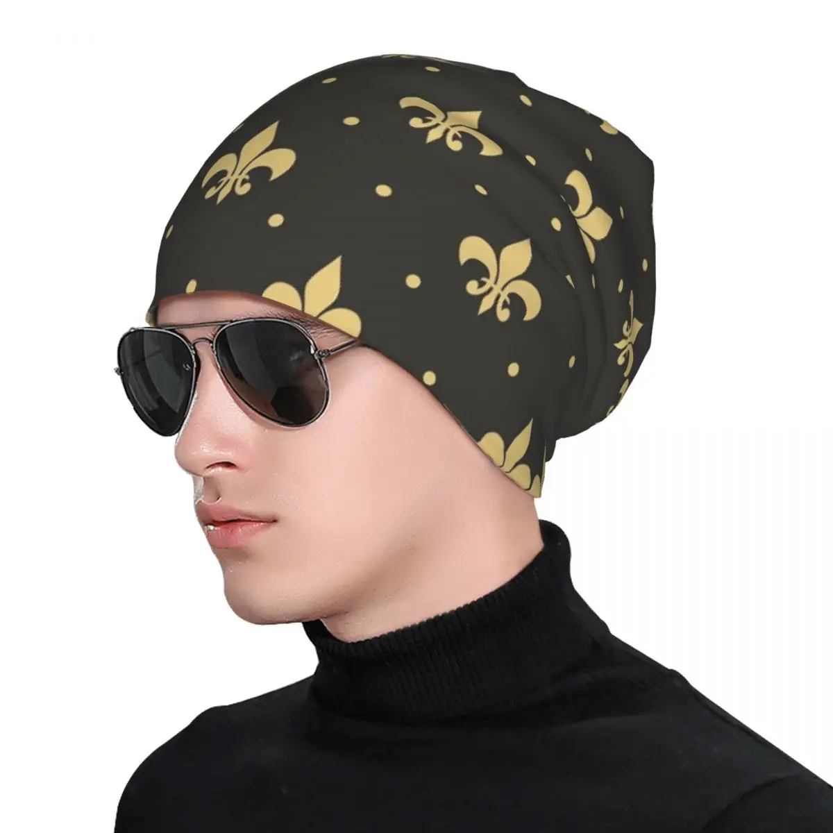 Fleur De Lis Design Bonnet Hat Fashion Outdoor Skullies Beanies Hat dla mężczyzn i kobiet Ciepłe czapki podwójnego zastosowania