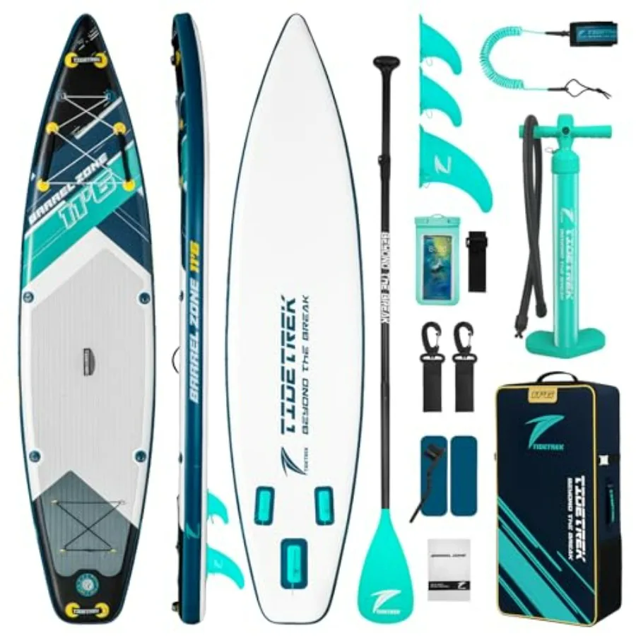 

11'6 Inflatable Stand Up Paddle Boards for outdoor water sports, durable PVC material, blue color, non-slip comfort deck and pr