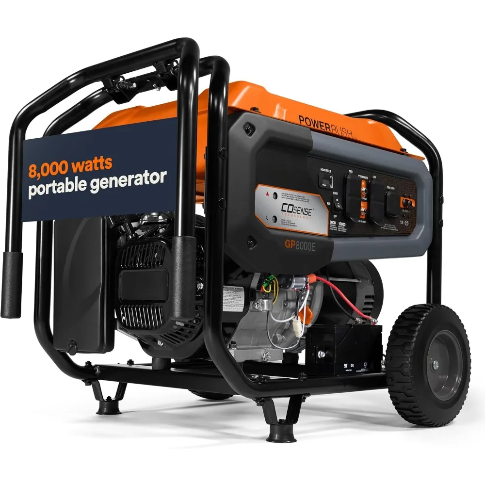 8,000-Watt Gas-Powered Portable Generator - Electric Start with Advanced Technology - Power for Emergencies and Recreation