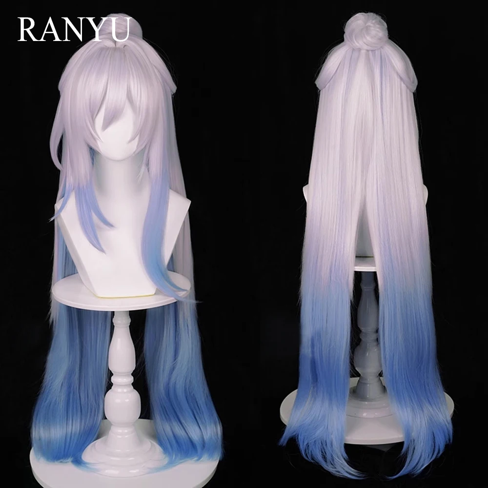 

RANYU Honkai Star Rail JingLiu Wigs Synthetic Long Straight White Blue Gradient Game Cosplay Hair Wig for Party