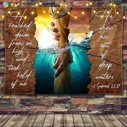Holding My Hand Jesus Tapestry God Christian Religious Wall Hangings Christian Wall Tapestry,Home Room Decor, Bedroom Decoration