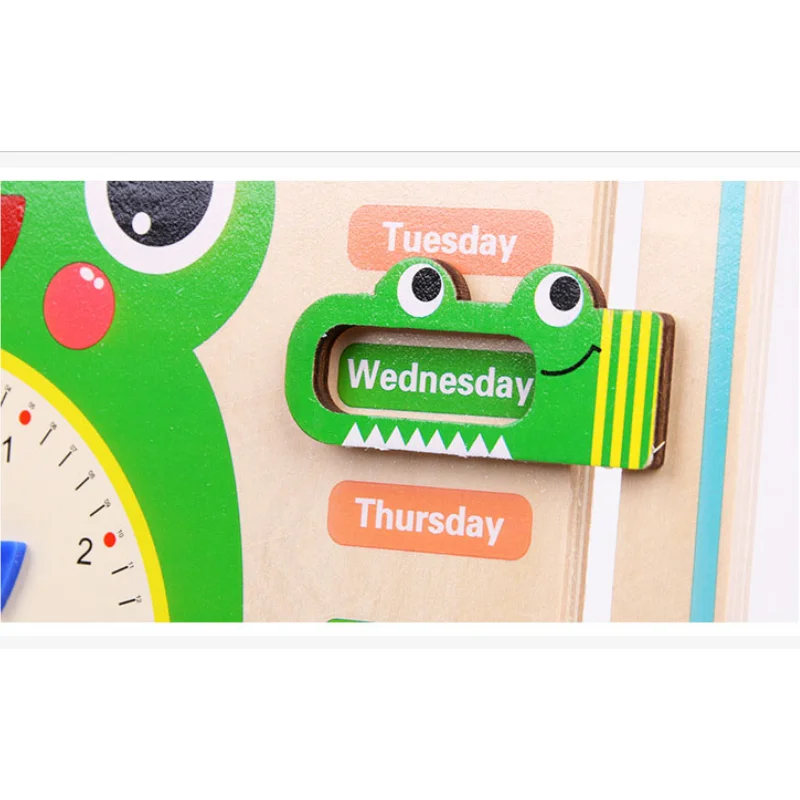 Montessori Toys Wooden Frog Calendar Baby Weather Season Clock Time Cognition Preschool Early Education Teaching Kids Toys Gift