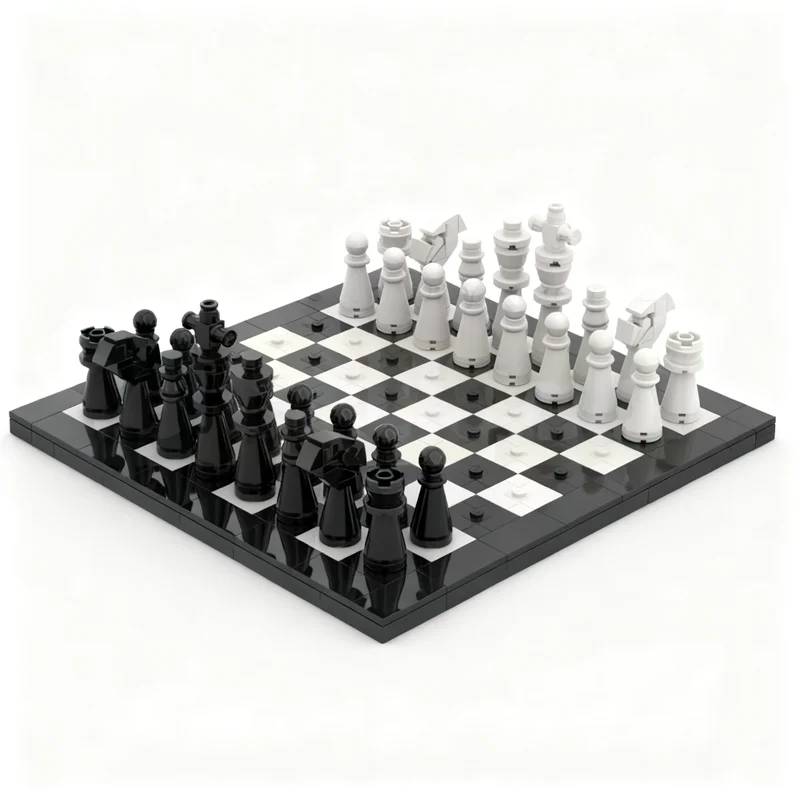 

608PCS MOC Creative Model Chessboard Pieces Black White Technology DIY Assembly Building Blocks Display Birthday Gift Home Set
