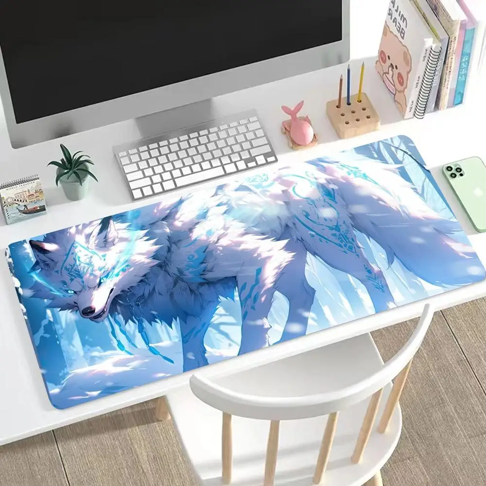 

White wolf Mouse Pad Cute HD Mousepad Pad Extended Gaming Keyboard LargeMousepad 90x40cm XXL Gamer Mousepad