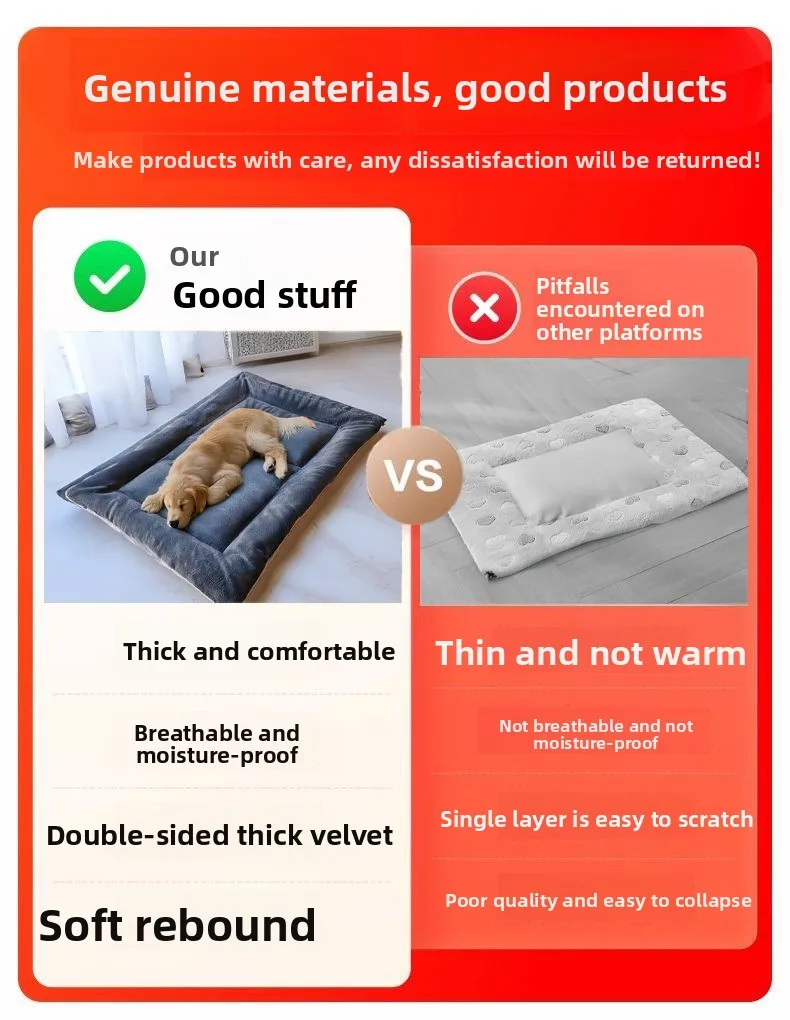 Large Plush Dog Bed Sofa Thickened Super Soft Polyester Pet Mat Dog Crate Mat Bed For Small Medium Large Dog Bed