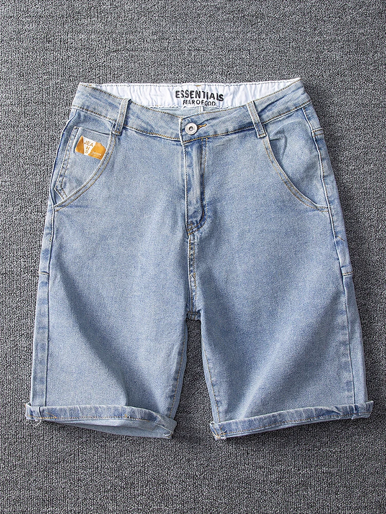 

Летние тонкие синие мужские джинсы orts, повседневные свободные прямые брюки длиной пять четвертей, молодежные модные износостойкие