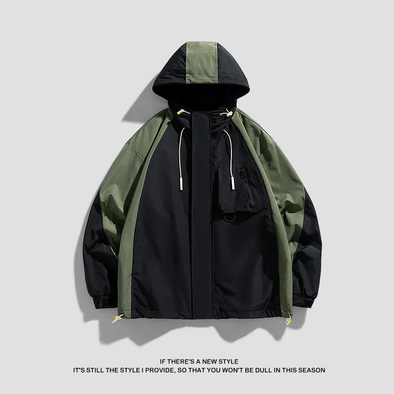 

GIOIOMen's Jacket，Spring and Autumn Color Block Hooded Loose Casual Sports Jacket，Men's Clothing