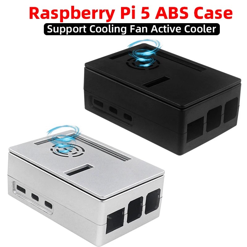 

Корпус из АБС-пластика для Raspberry Pi 5, пластиковый корпус, черный, серебристый цвет, поддержка установки охлаждающего вентилятора, активный кулер, экран 3,5 дюйма для Pi5