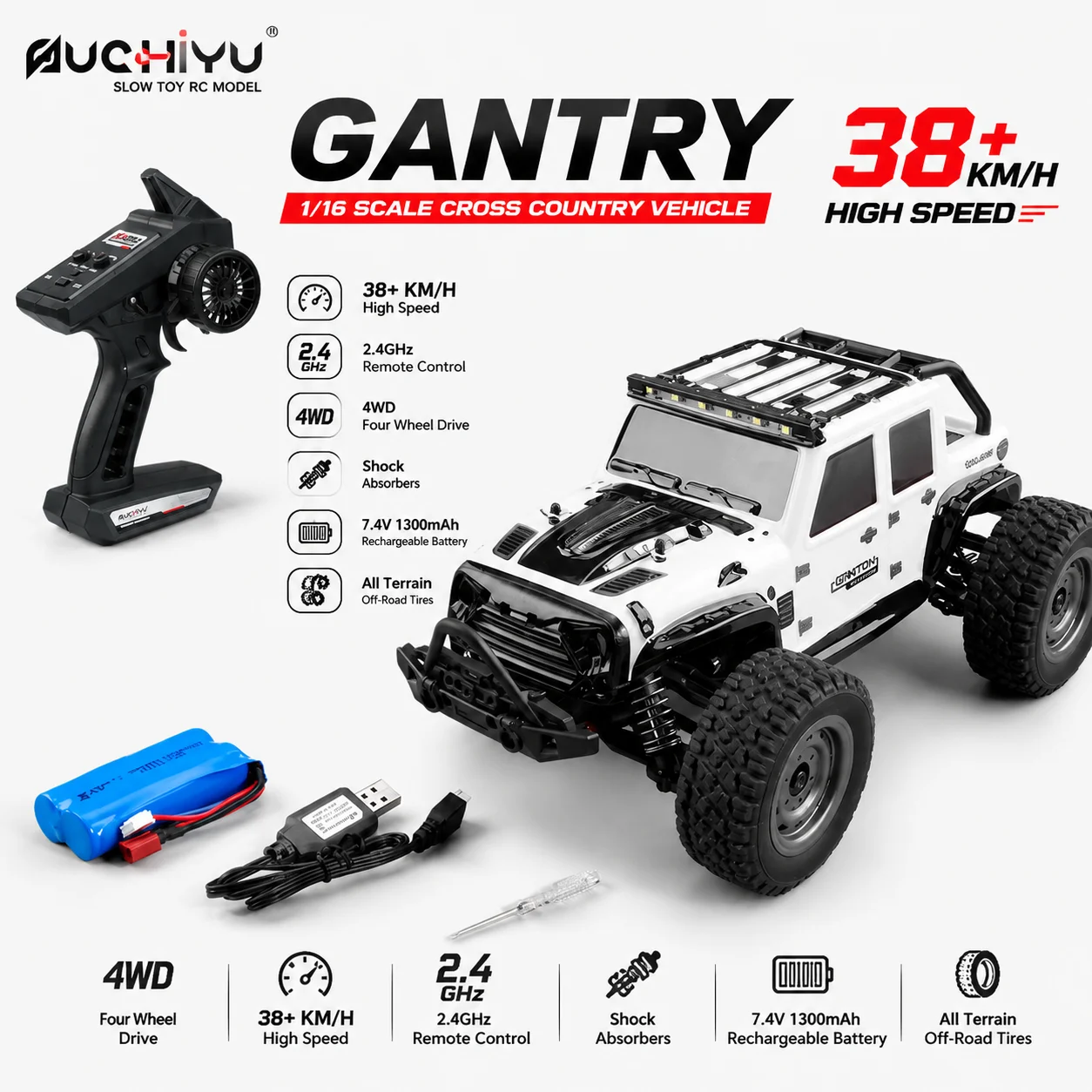 Suchiyu 16103 Gantry 1:18 Scale Brushed Rc Car 4wd 38+ Km/H High Speed Off Road Drift Rock Crawler Racing Toy For Adults