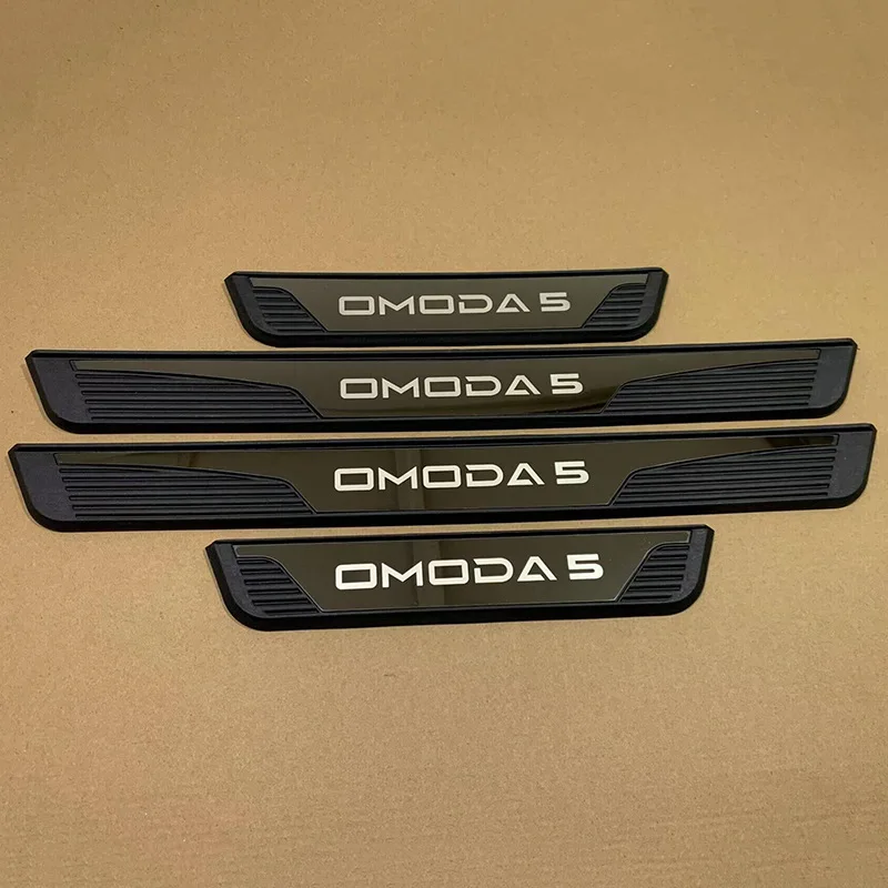 

For Omoda 5 C5 E5 SHS-H 2027 2026 2025 2024 2023 2022 Plastic Car Door Sill Plate Stainless Steel 3d Side Step Interiors Sticker