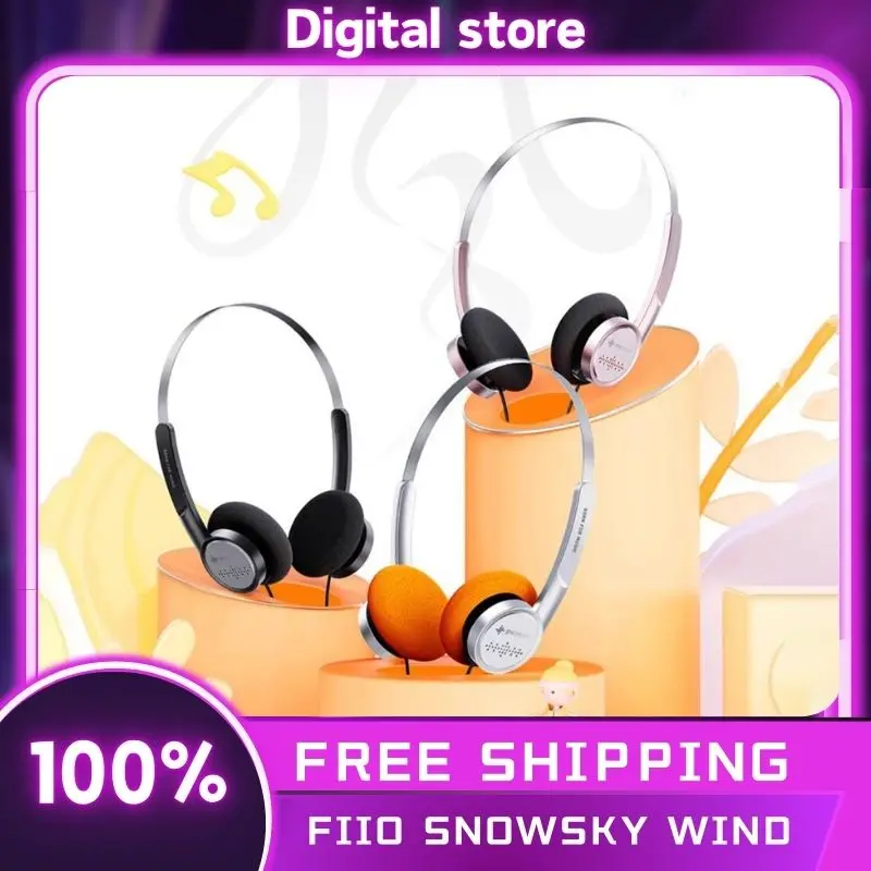 

FiiO SnowSky Wind Wired Retro Headphones Portable Semi-Open HIFI Earphone 40mm Dynamic Lightweight Head Mounted Custom Earphones