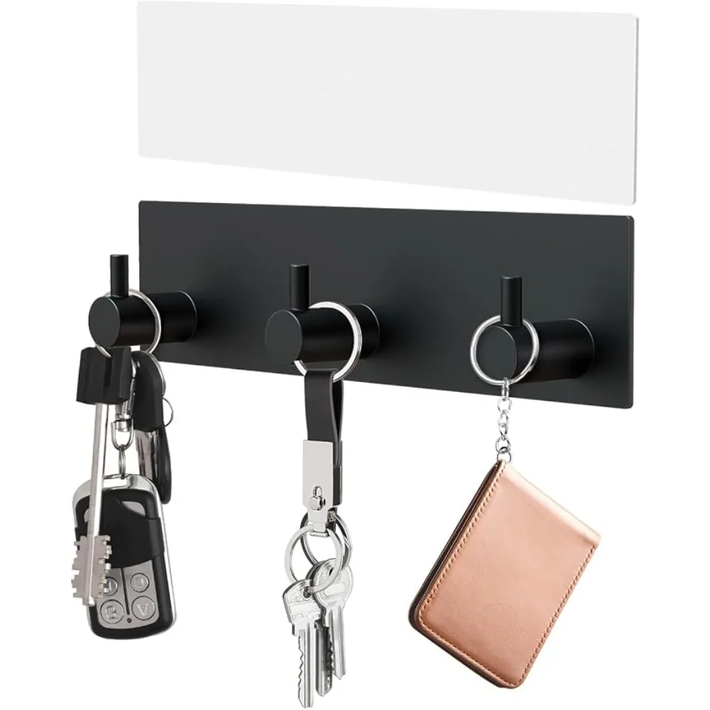 Soporte para llaves sin taladro, ganchos montados en la pared, colgador de llaves de acero inoxidable para puerta de dormitorio, armario, perchero, accesorios de baño, 1 unidad
