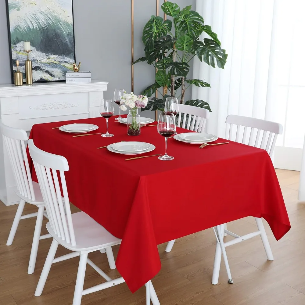 

Red Square Tablecloth 54 x 54 Wrinkle Free Waterproof Polyester Table Cloths, Spillproof Heavy Duty and Washable Table Cover