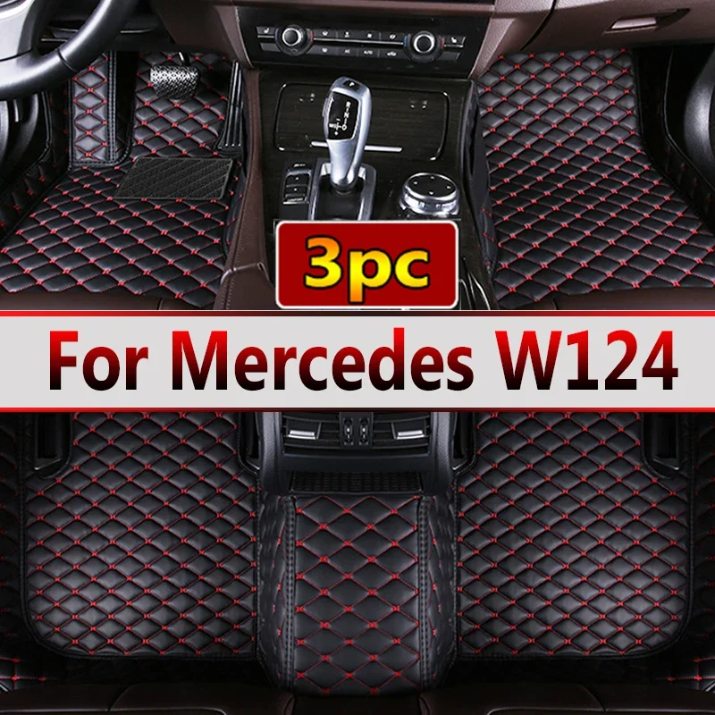 Custom Automotive Car Floor Mats For Mercedes W124 1985 1986 1987 1988 1989 Auto Luxury Leather Men Women Car Mats Full Coverage