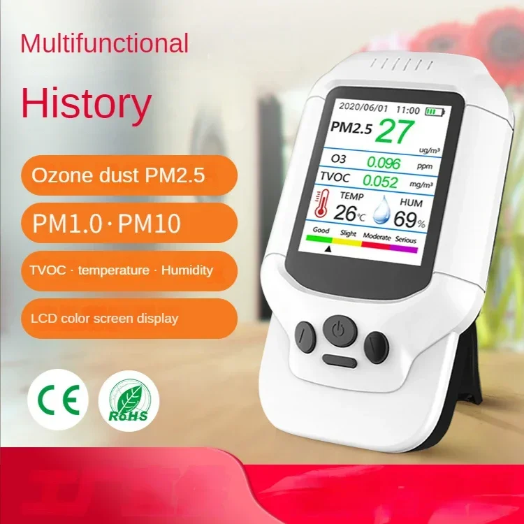 

8 In 1 Professional Ozone Gas Tester Air Quality Detector PM2.5 PM10 PM1.0 TVOC O3 AQI Ozone Sensor Hygrothermograph Monitor