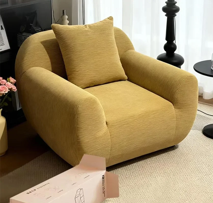 %Modern Minimalist Compressed Fabric Single Sofa Chair Integrated High-Density Sponge Vacuum Compressed Design for Home Furnitur