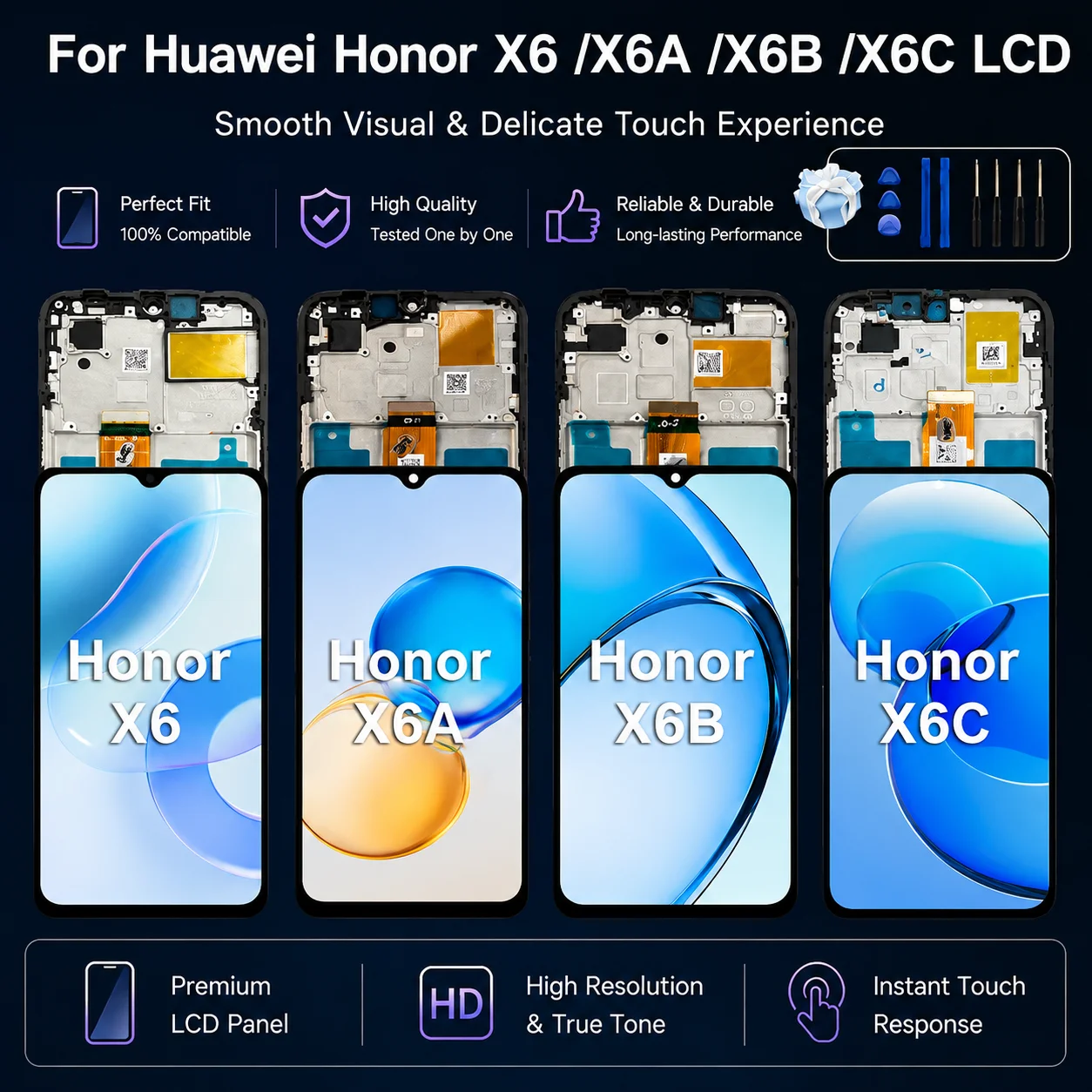 AAA+++ For Honor X6 LCD X6A Display Touch Screen X6B X6C Digitizer Assembly For VNE-LX2 VNE-LX3 WDY-LX2 NIC-LX Replacement Parts
