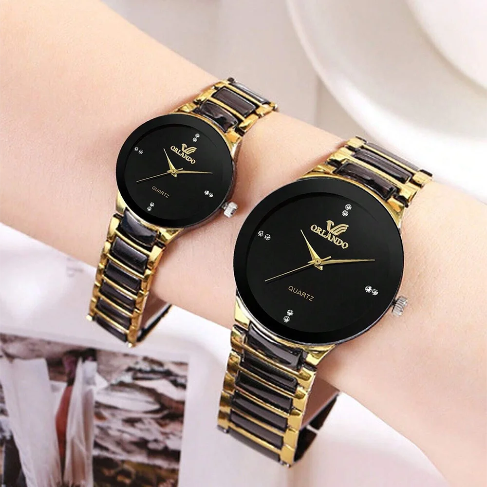 2 Piece Set Fashionable Simple Exquisite Multifunctional Creative Personalized Couple Watch Alloy Watch Quartz Watch Combination